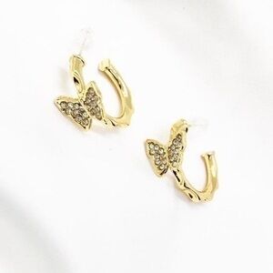 Gold Butterfly Hoops